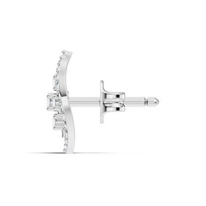 10k Solid White Gold Round Shape Lab Grown & Natural Diamond New Every Sparkle Diamond Earrings For Her