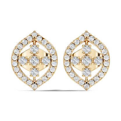 10k Solid White Gold Round Shape Lab Grown & Natural Diamond New Every Sparkle Diamond Earrings For Her