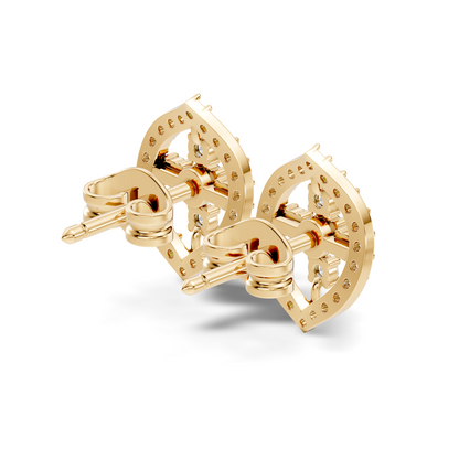 10k Solid White Gold Round Shape Lab Grown & Natural Diamond New Every Sparkle Diamond Earrings For Her