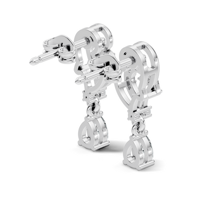 18k Solid White Gold Pear & Round Shape lab Grown Diamond Daily Wear Women Stunning Diamond Earrings