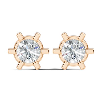 14k Solid Gold Lab Grown Diamond Round Shape Stunning New Vintage Earrings For Anniversary Gift