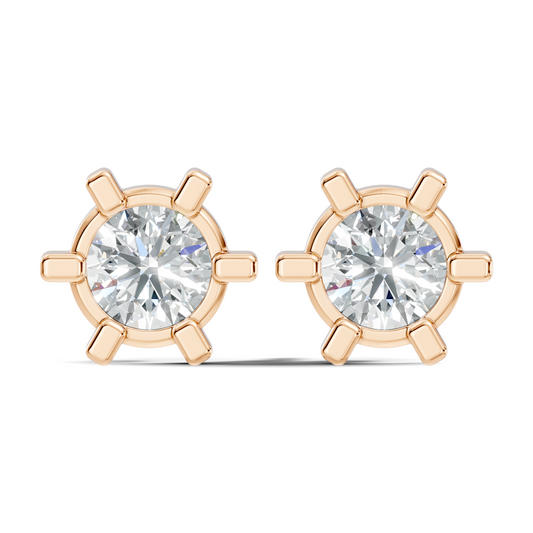 14k Solid Gold Lab Grown Diamond Round Shape Stunning New Vintage Earrings For Anniversary Gift