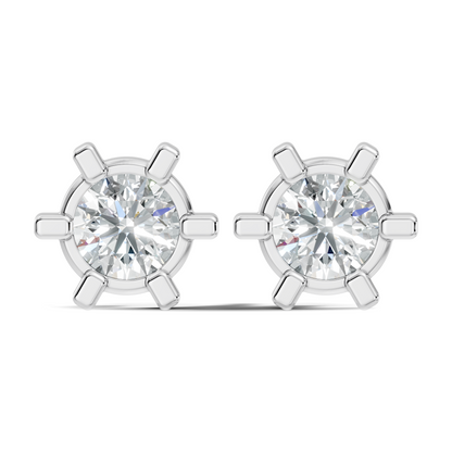 14k Solid Gold Lab Grown Diamond Round Shape Stunning New Vintage Earrings For Anniversary Gift