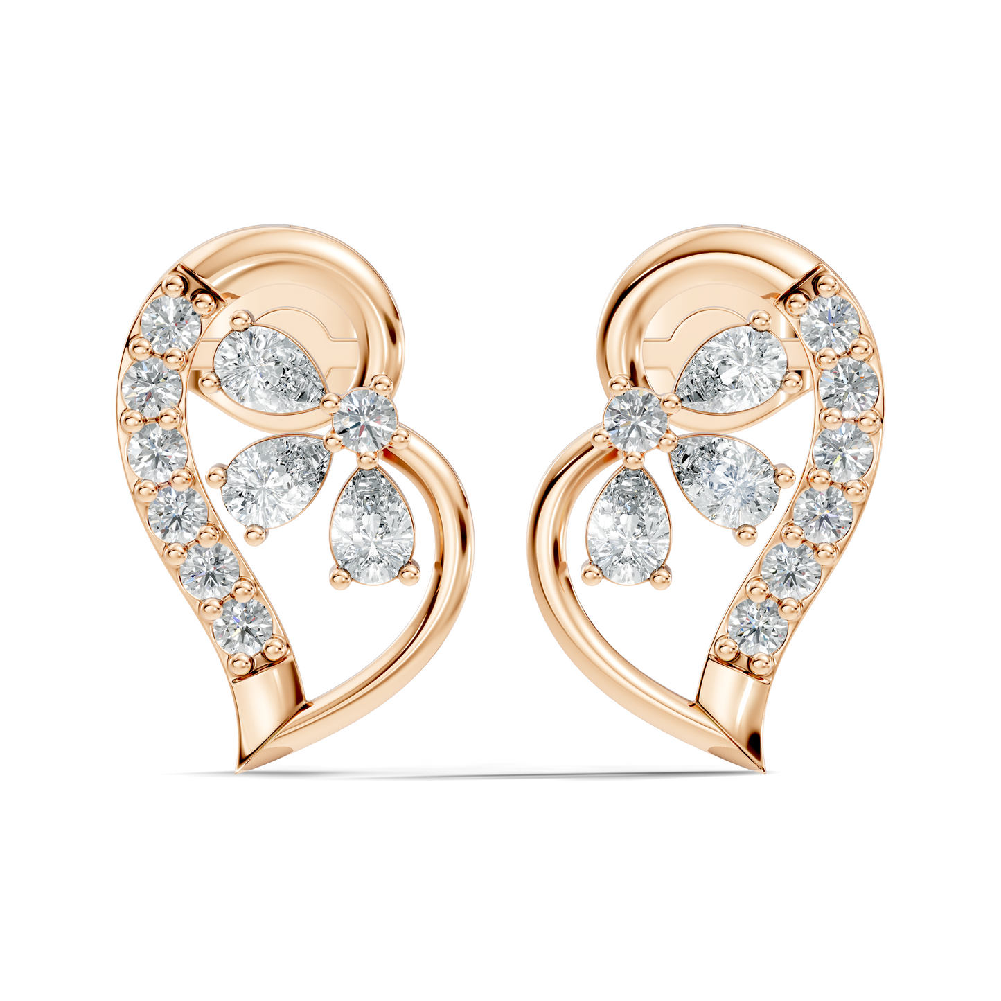 Round And Pear Shape Lab Grown Lab Grown & Natural Diamond  Unique  Style Earrings For Her