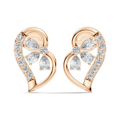 Round And Pear Shape Lab Grown Lab Grown & Natural Diamond  Unique  Style Earrings For Her