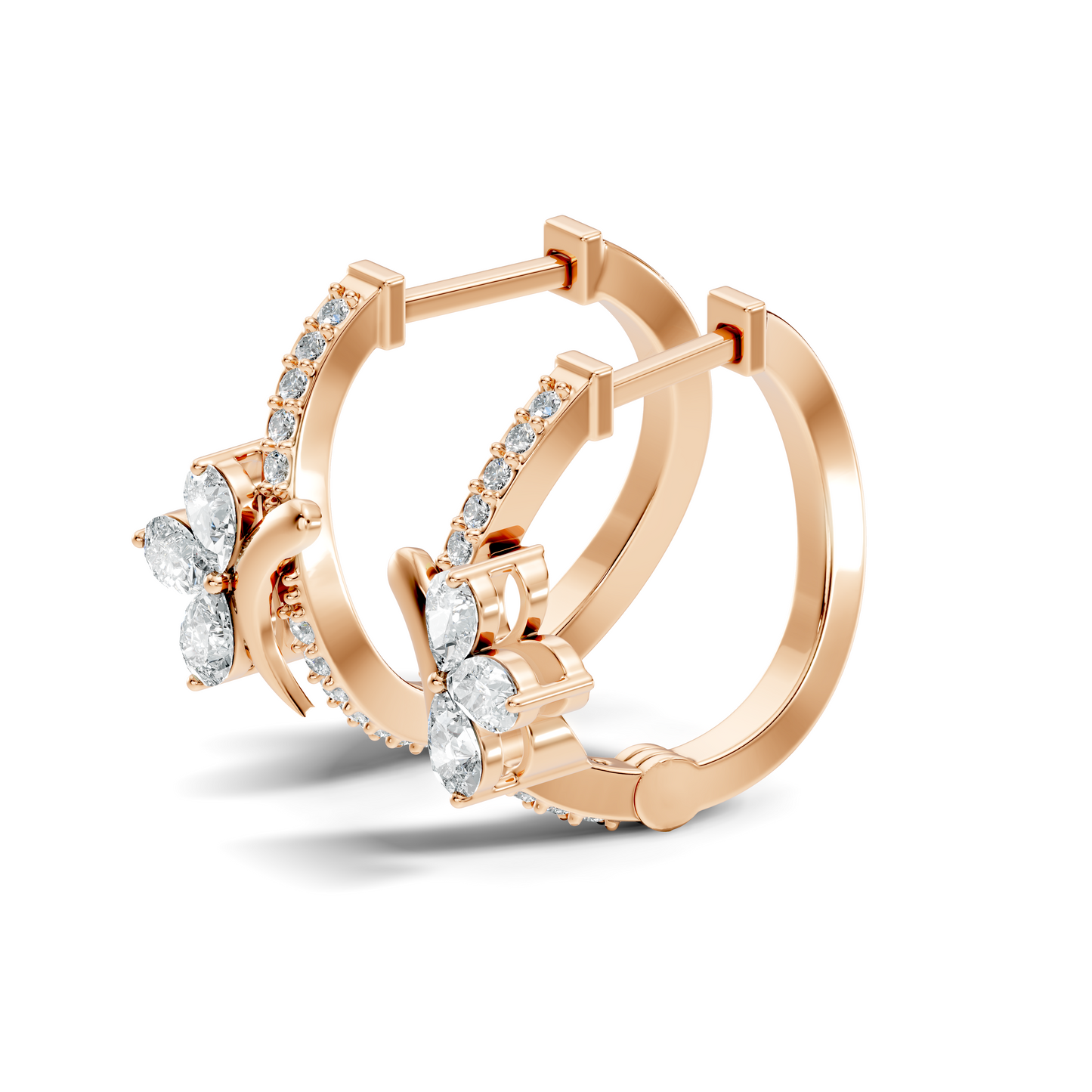 Pear Cut Labgrown Diamond Wedding Studs Halo Hoop Earring Gift for Women's In 14K Gold