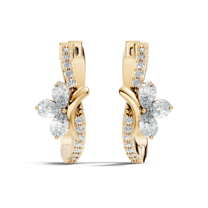 Pear Cut Labgrown Diamond Wedding Studs Halo Hoop Earring Gift for Women's In 14K Gold