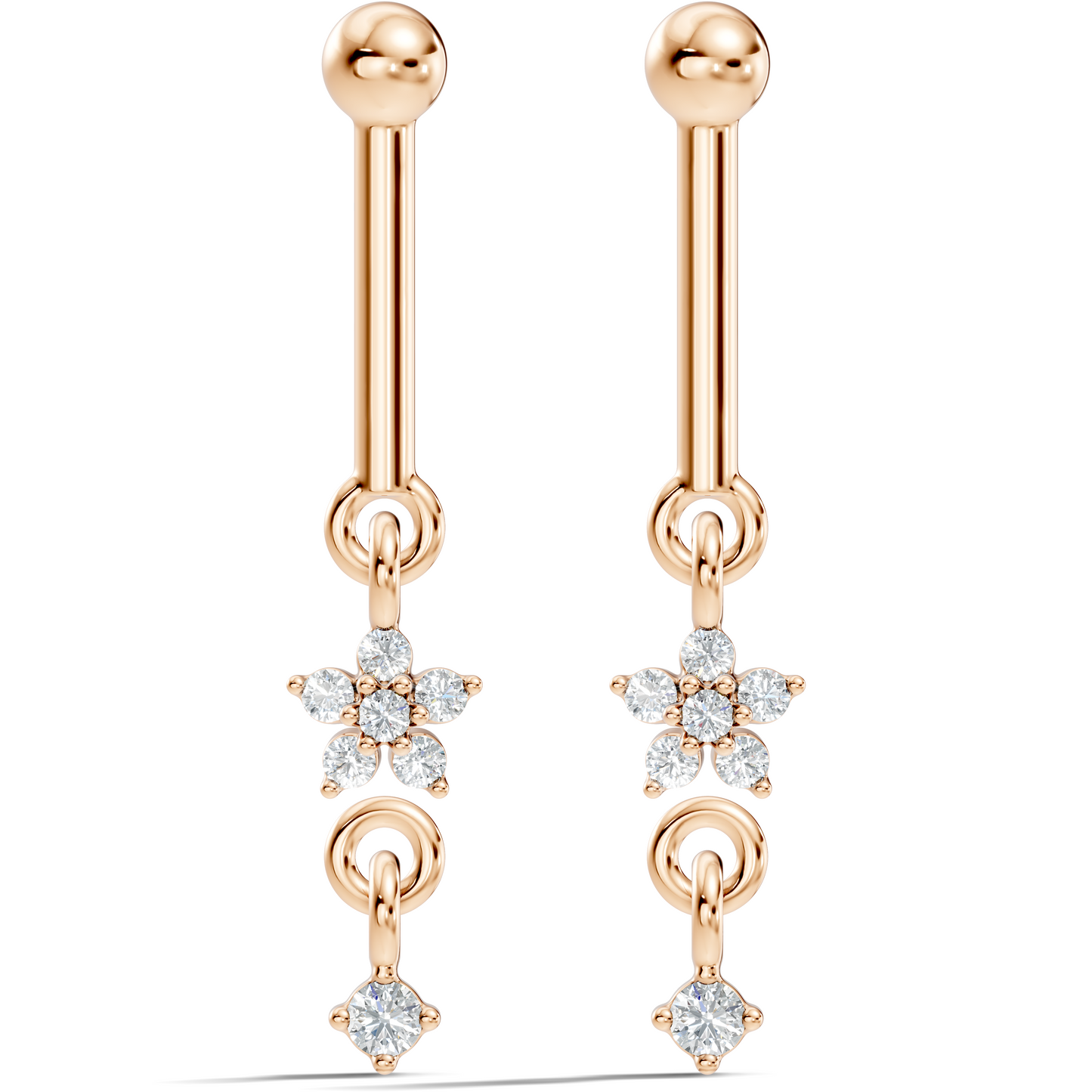 18k Solid Gold Round Shape Natural & Lab Grown Diamond New Classic Studs Women Diamond Earrings