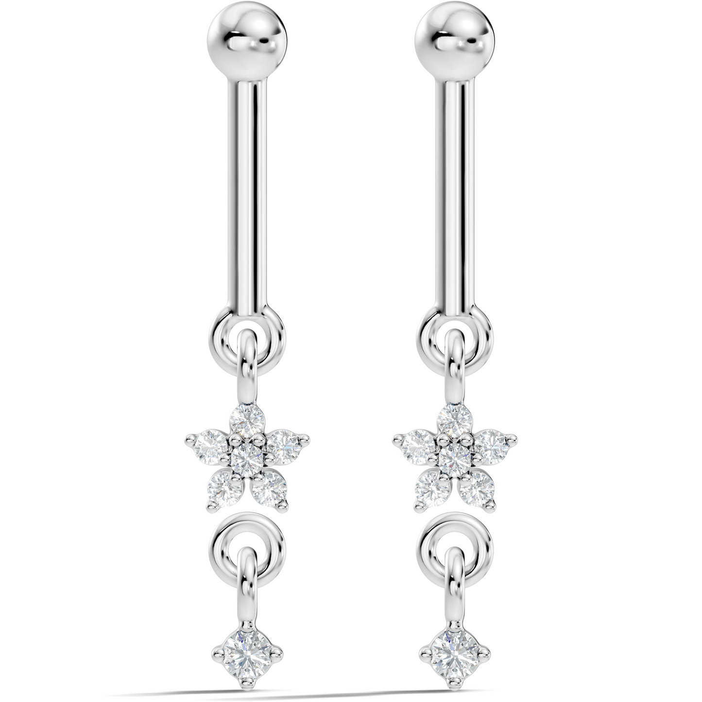 18k Solid Gold Round Shape Natural & Lab Grown Diamond New Classic Studs Women Diamond Earrings