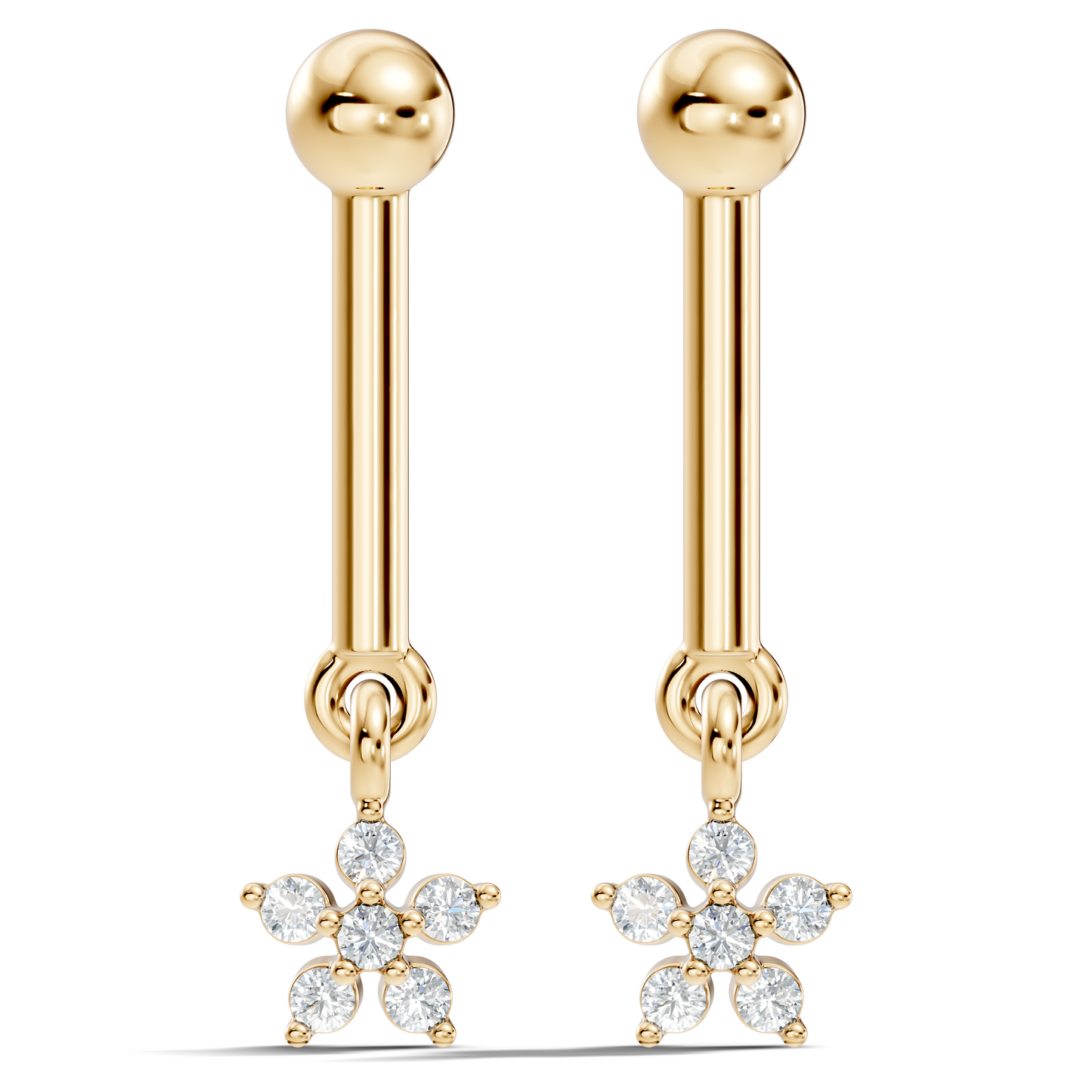 Round Shape Lab Grown & Natural Diamond 10k Solid Gold Very Classic shiny Earrings For Her