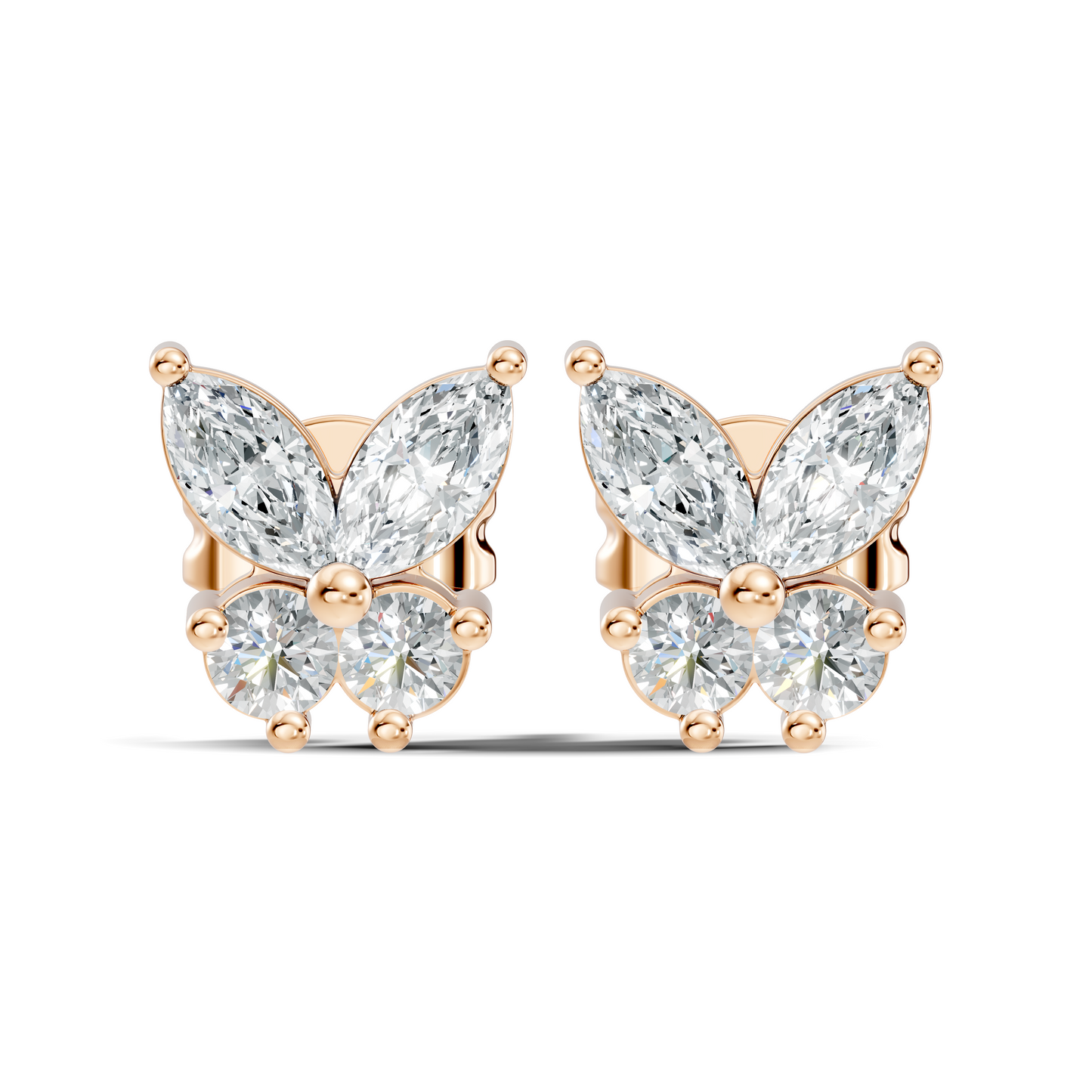 Stunning Marquise & Round Natural Diamond 14k Solid Gold Elegance Vintage Earrings For Birthday Gift