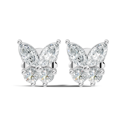 Stunning Marquise & Round Natural Diamond 14k Solid Gold Elegance Vintage Earrings For Birthday Gift