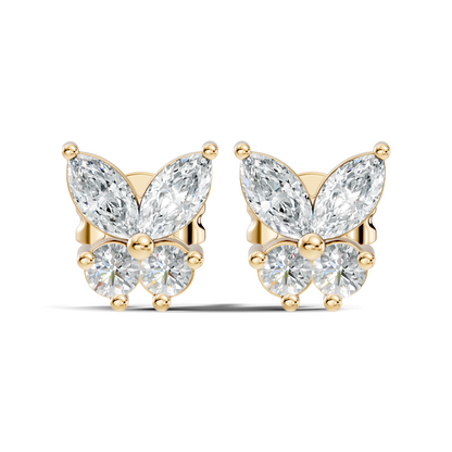 Stunning Marquise & Round Natural Diamond 14k Solid Gold Elegance Vintage Earrings For Birthday Gift