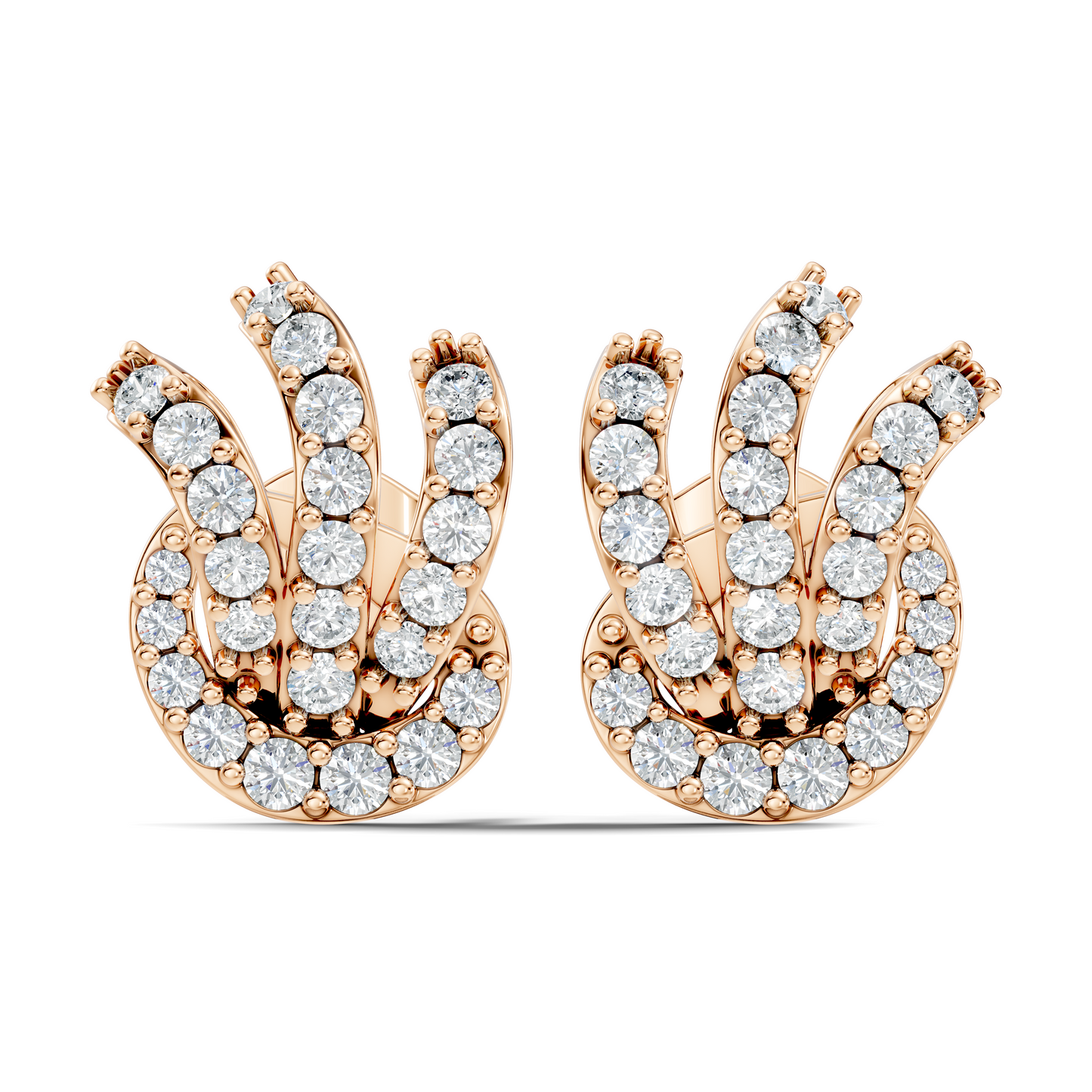 14k Solid Gold Round Shape Lab grown Diamond  Shinning Vintage Diamond Earrings For Her