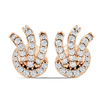 14k Solid Gold Round Shape Lab grown Diamond  Shinning Vintage Diamond Earrings For Her