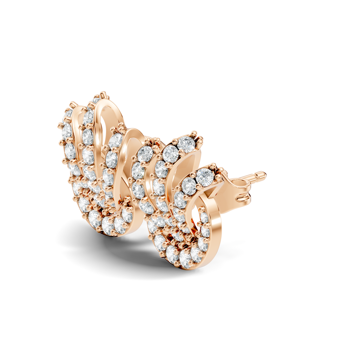 14k Solid Gold Round Shape Lab grown Diamond  Shinning Vintage Diamond Earrings For Her