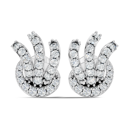 14k Solid Gold Round Shape Lab grown Diamond  Shinning Vintage Diamond Earrings For Her