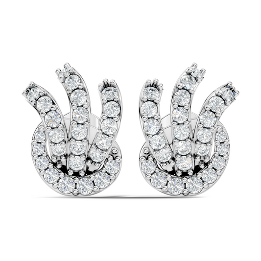 14k Solid Gold Round Shape Lab grown Diamond  Shinning Vintage Diamond Earrings For Her