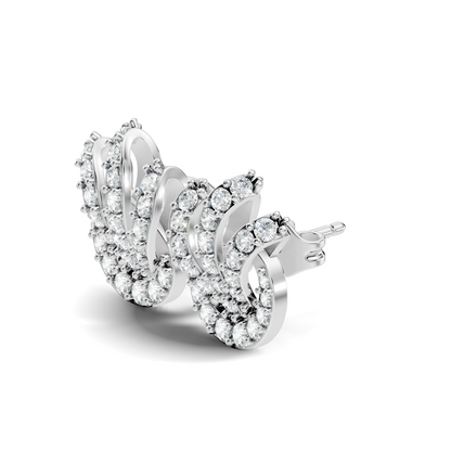 14k Solid Gold Round Shape Lab grown Diamond  Shinning Vintage Diamond Earrings For Her