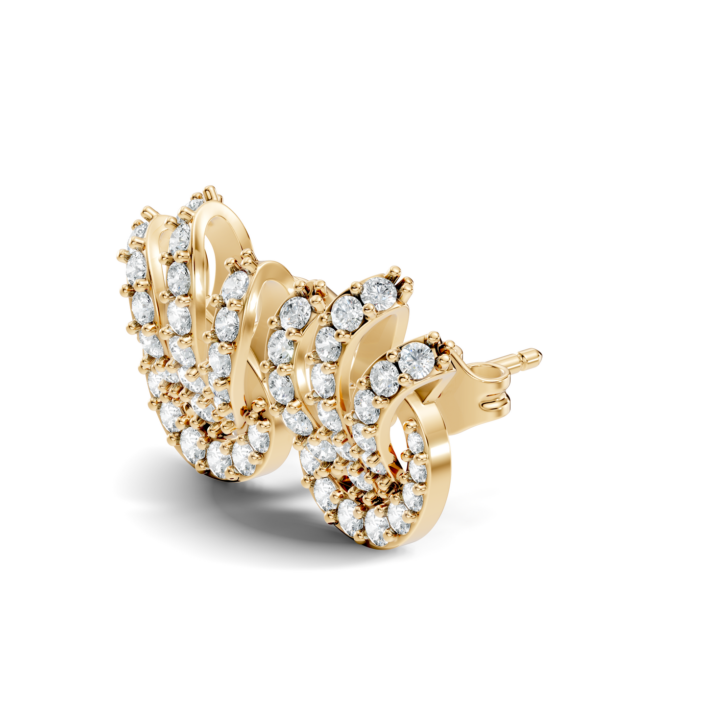 14k Solid Gold Round Shape Lab grown Diamond  Shinning Vintage Diamond Earrings For Her