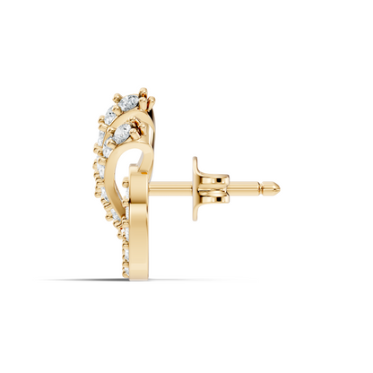 14k Solid Gold Round Shape Lab grown Diamond  Shinning Vintage Diamond Earrings For Her