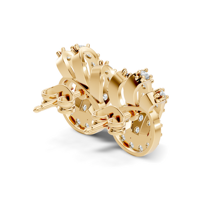 14k Solid Gold Round Shape Lab grown Diamond  Shinning Vintage Diamond Earrings For Her