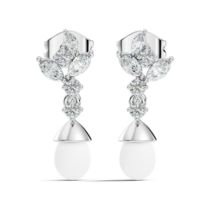 Marquise And Round Shape Natural & Lab grown Diamond dazzling Shinny Diamond Earrings For New Party Wear Look