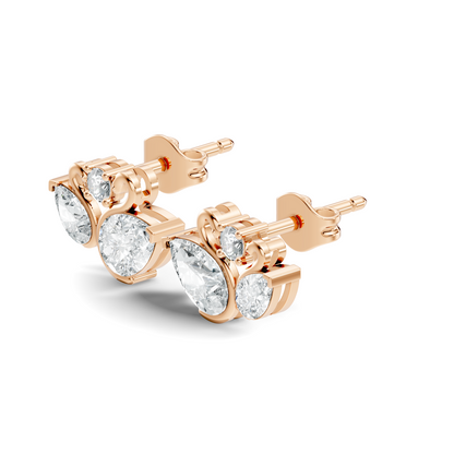 Round & Pear Shape 2.12 Ct Natural & Lab grown Diamond Occasionally Wear diamond Earrings for Women