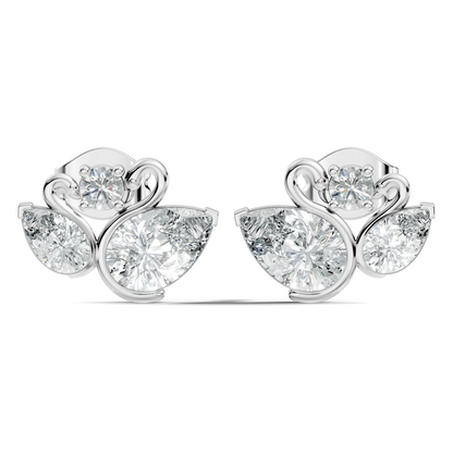 Round & Pear Shape 2.12 Ct Natural & Lab grown Diamond Occasionally Wear diamond Earrings for Women