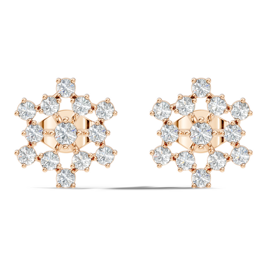 Round Shape New Shinning Sparkle 14k Solid Gold Lab Grown Diamond Earring For Daily Wear