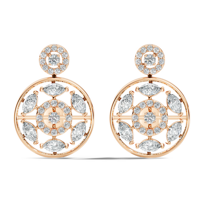 1.80 Ct Marquise & Round Shape Natural & Lab grown Diamond 14k solid White Gold New Every Wear fabulous Earrings For Her
