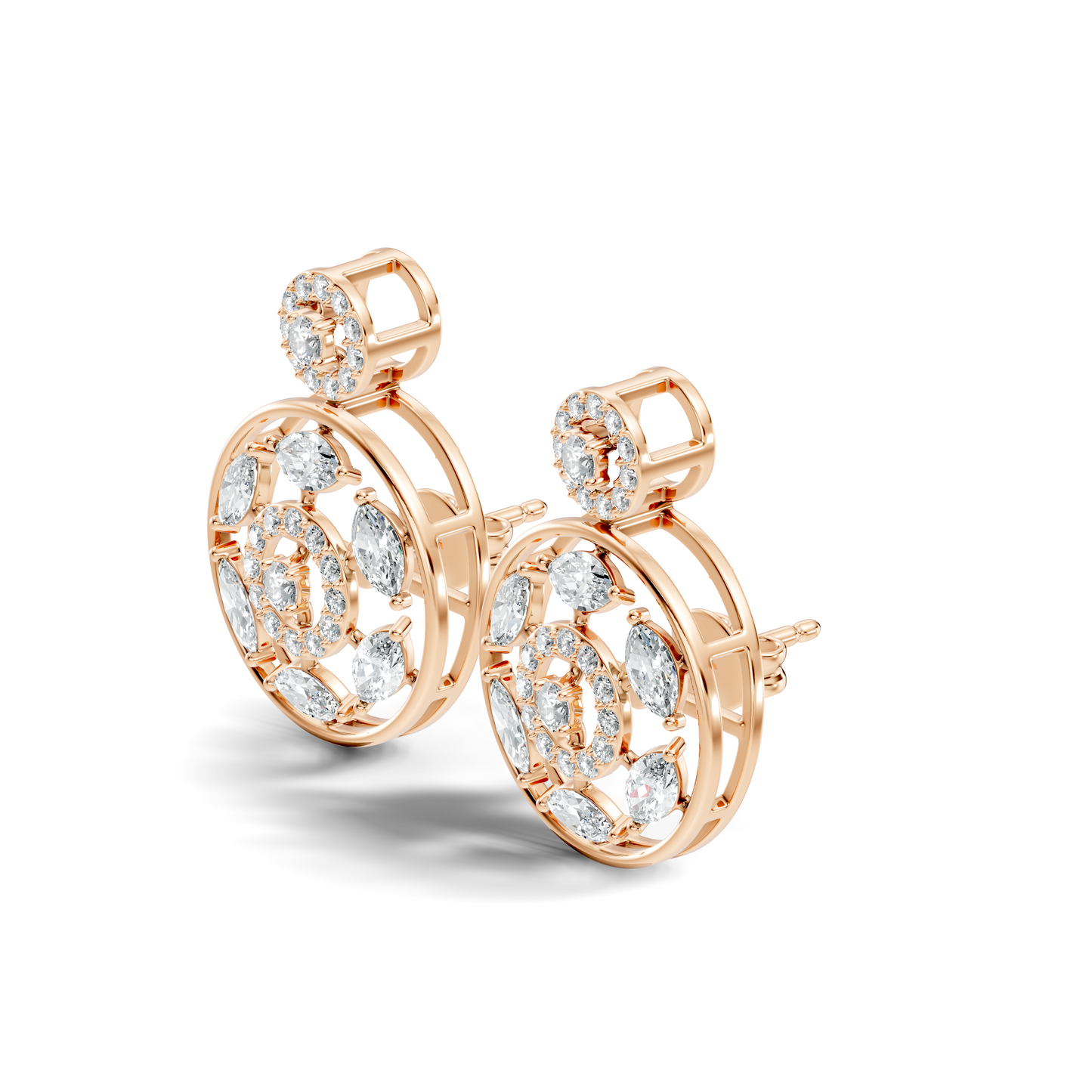 1.80 Ct Marquise & Round Shape Natural & Lab grown Diamond 14k solid White Gold New Every Wear fabulous Earrings For Her