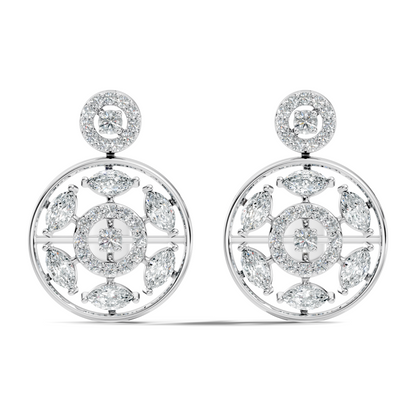 1.80 Ct Marquise & Round Shape Natural & Lab grown Diamond 14k solid White Gold New Every Wear fabulous Earrings For Her