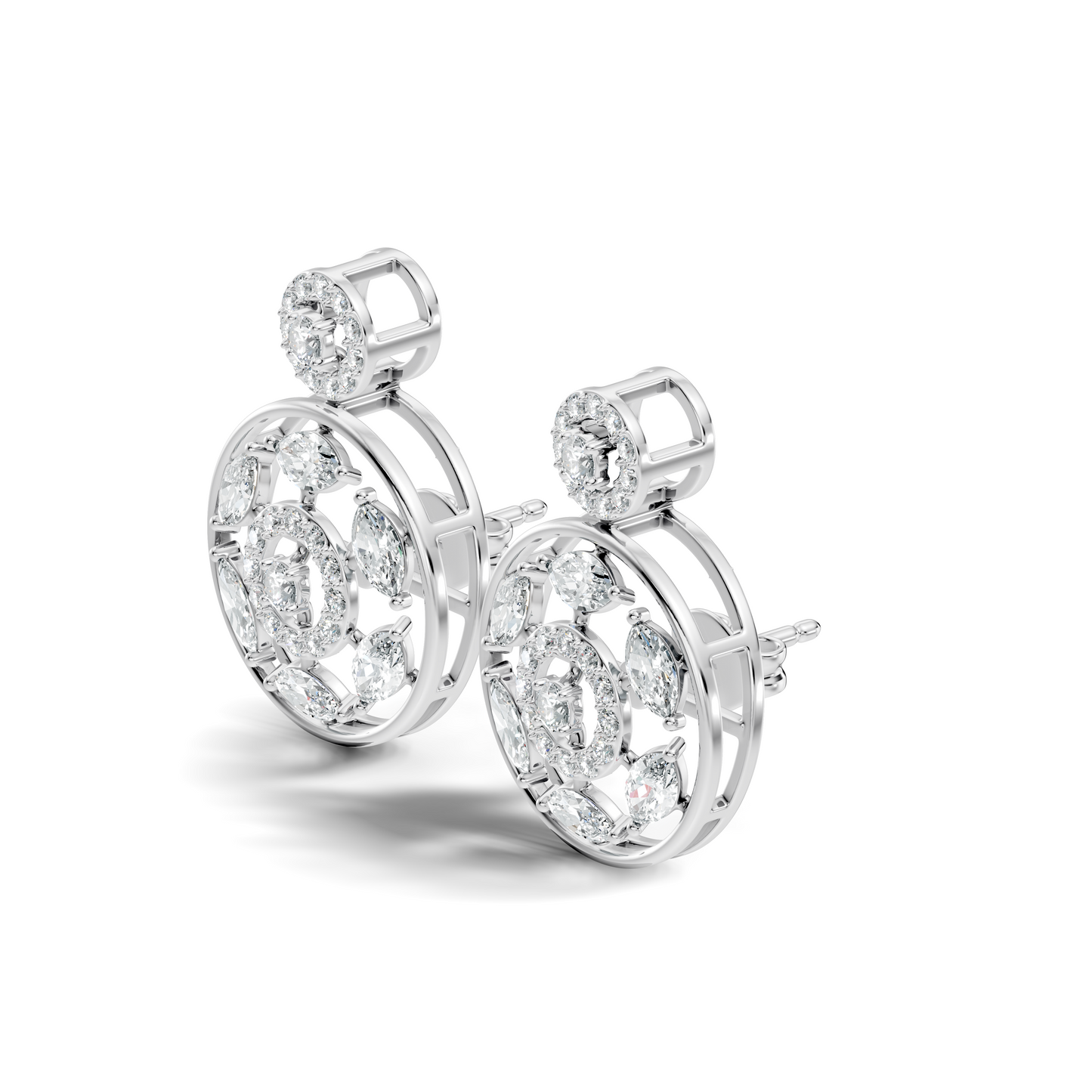 1.80 Ct Marquise & Round Shape Natural & Lab grown Diamond 14k solid White Gold New Every Wear fabulous Earrings For Her