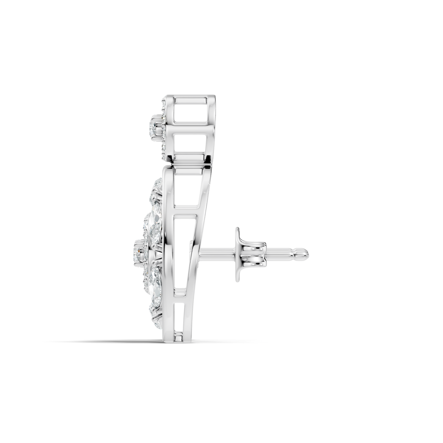 1.80 Ct Marquise & Round Shape Natural & Lab grown Diamond 14k solid White Gold New Every Wear fabulous Earrings For Her