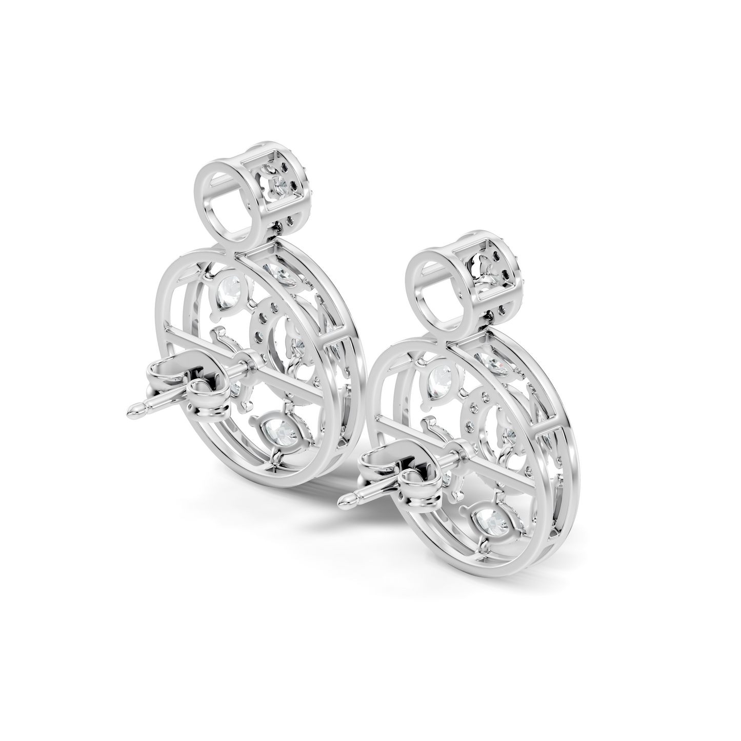 1.80 Ct Marquise & Round Shape Natural & Lab grown Diamond 14k solid White Gold New Every Wear fabulous Earrings For Her