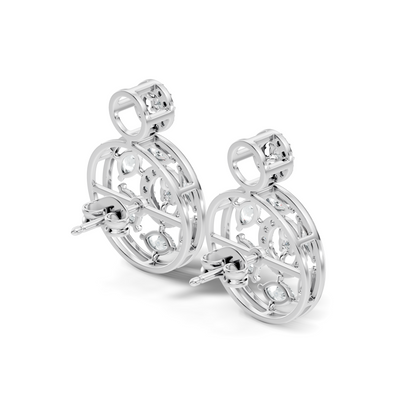 1.80 Ct Marquise & Round Shape Natural & Lab grown Diamond 14k solid White Gold New Every Wear fabulous Earrings For Her