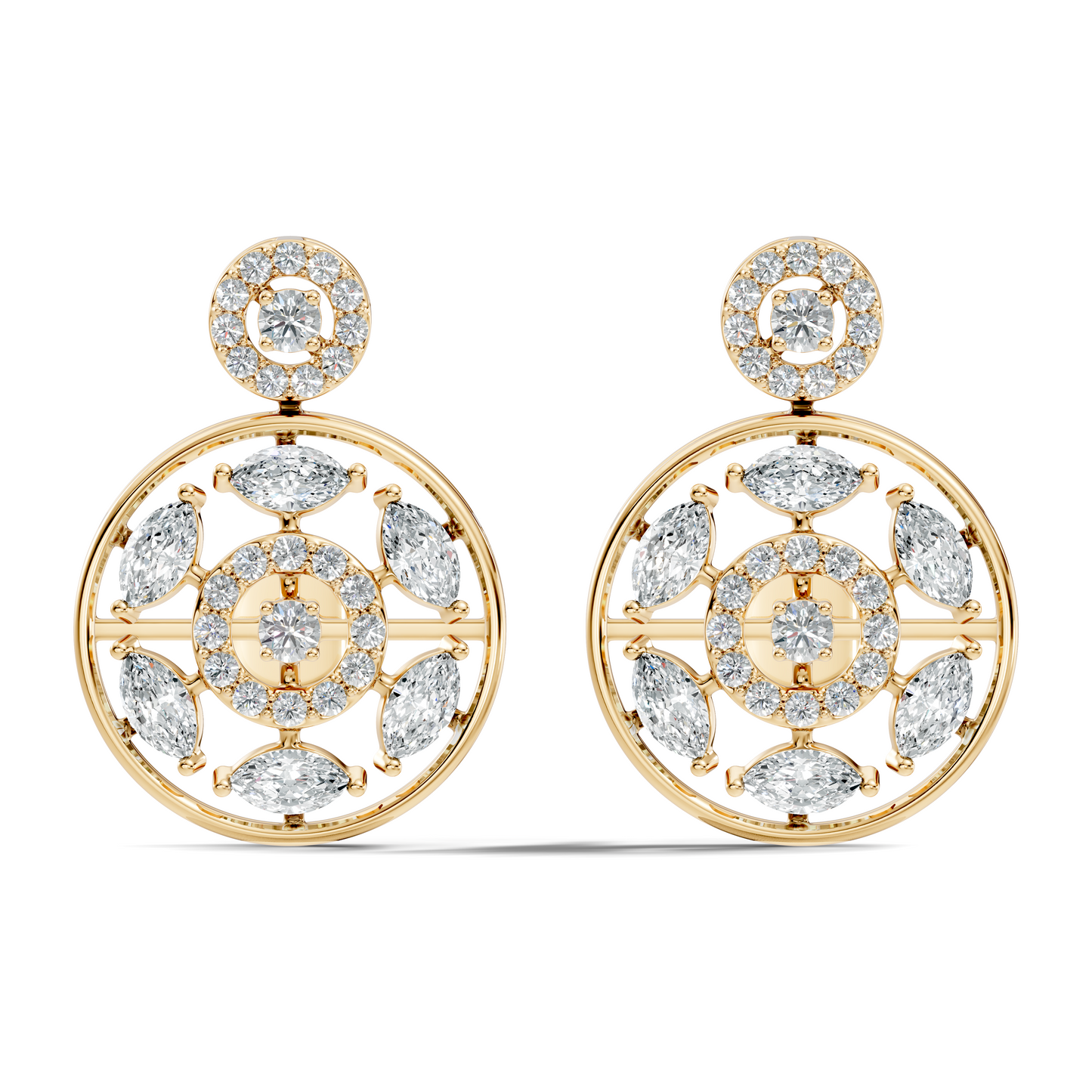 1.80 Ct Marquise & Round Shape Natural & Lab grown Diamond 14k solid White Gold New Every Wear fabulous Earrings For Her