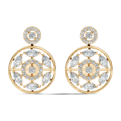 1.80 Ct Marquise & Round Shape Natural & Lab grown Diamond 14k solid White Gold New Every Wear fabulous Earrings For Her