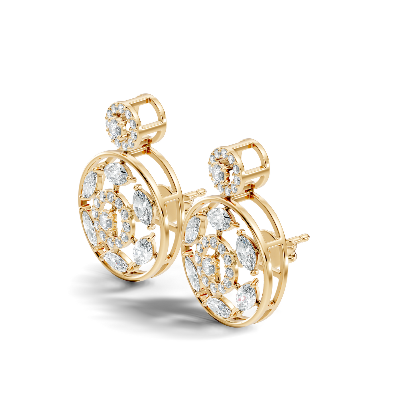 1.80 Ct Marquise & Round Shape Natural & Lab grown Diamond 14k solid White Gold New Every Wear fabulous Earrings For Her