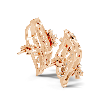 3.80 Ct Pear & Round Shapes Elegance Unique 18k Solid Gold Diamond Earrings For Her