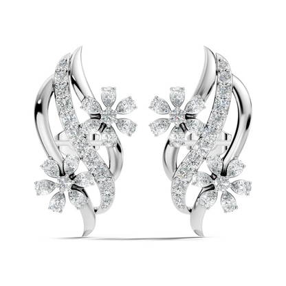 3.80 Ct Pear & Round Shapes Elegance Unique 18k Solid Gold Diamond Earrings For Her