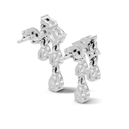 10k Solid White Gold Pear & Round Shape Diamond Earring Vintage Pear Drop Jewelry For Women