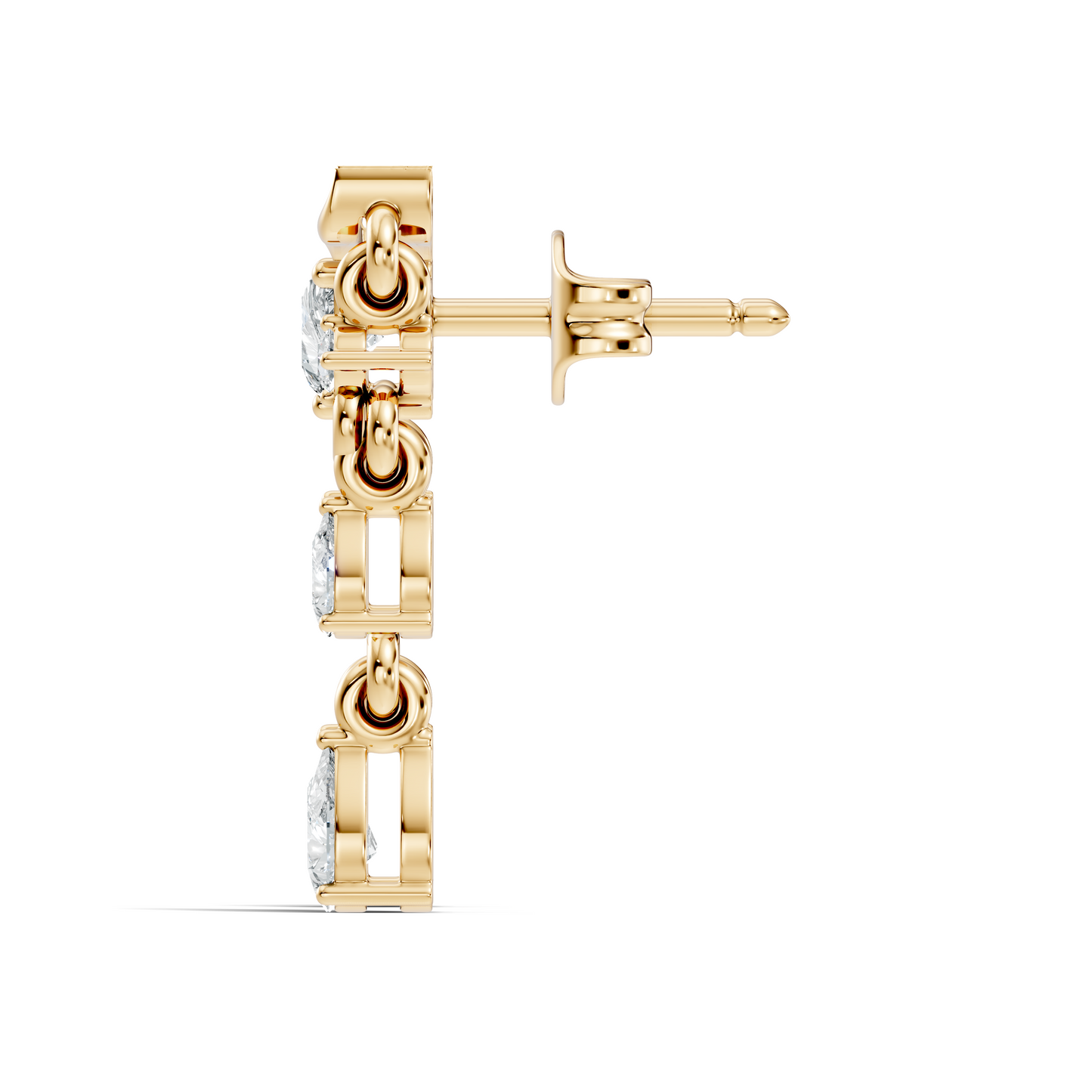 10k Solid White Gold Pear & Round Shape Diamond Earring Vintage Pear Drop Jewelry For Women