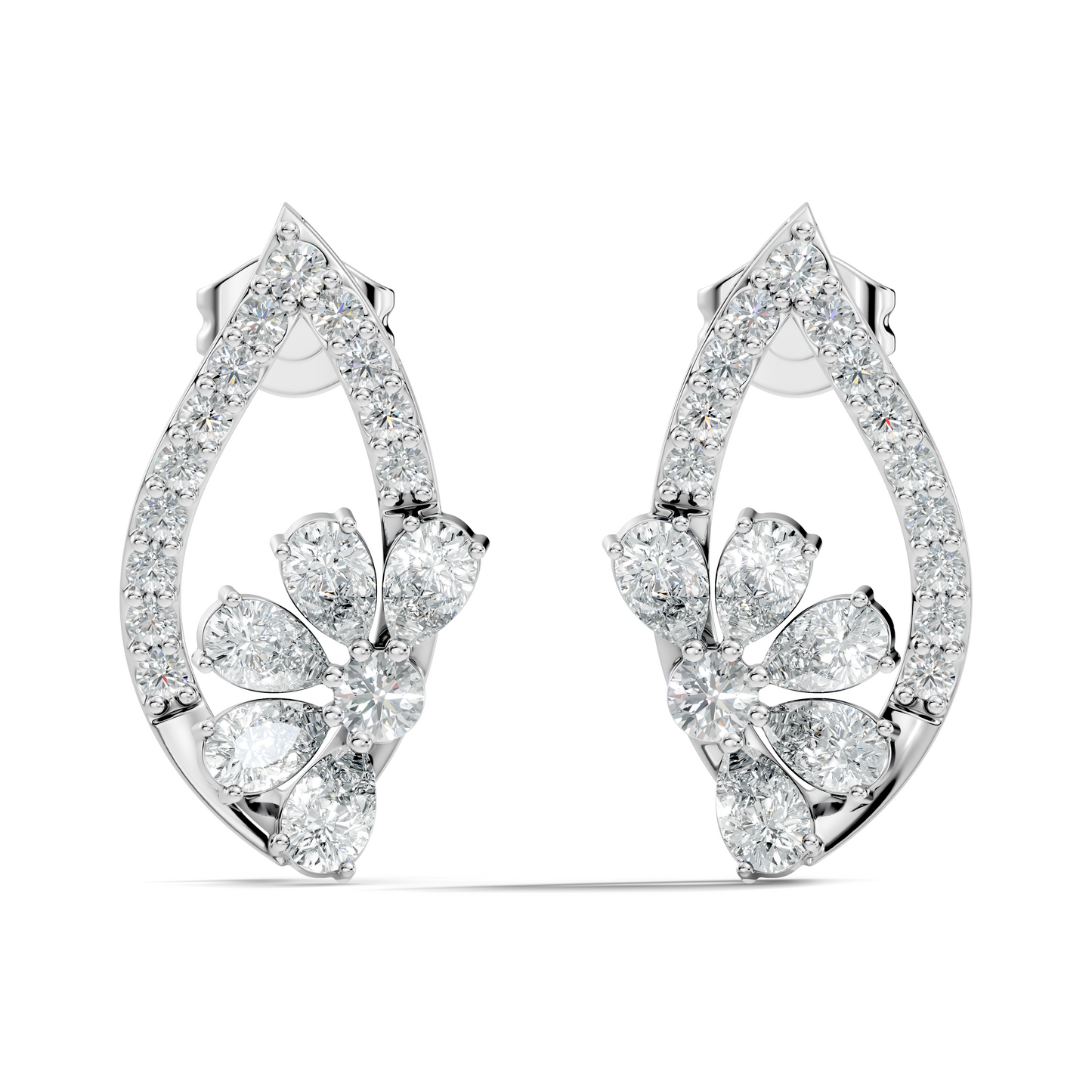 2.33 Ct Lab Grown & Natural Diamond  Round & Pear Shape Sparkling Shinny Beautiful Earrings For Her