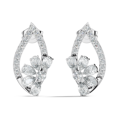 2.33 Ct Lab Grown & Natural Diamond  Round & Pear Shape Sparkling Shinny Beautiful Earrings For Her
