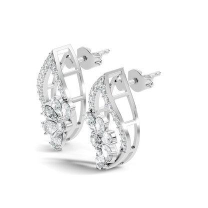 2.33 Ct Lab Grown & Natural Diamond  Round & Pear Shape Sparkling Shinny Beautiful Earrings For Her