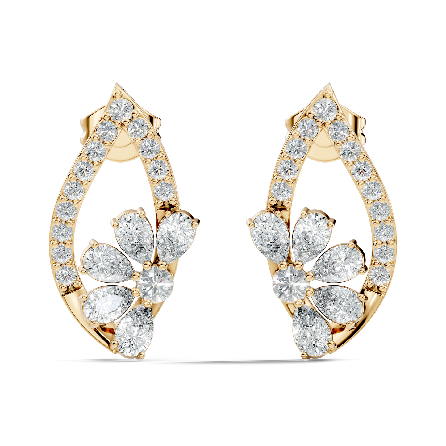 2.33 Ct Lab Grown & Natural Diamond  Round & Pear Shape Sparkling Shinny Beautiful Earrings For Her