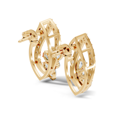 2.33 Ct Lab Grown & Natural Diamond  Round & Pear Shape Sparkling Shinny Beautiful Earrings For Her