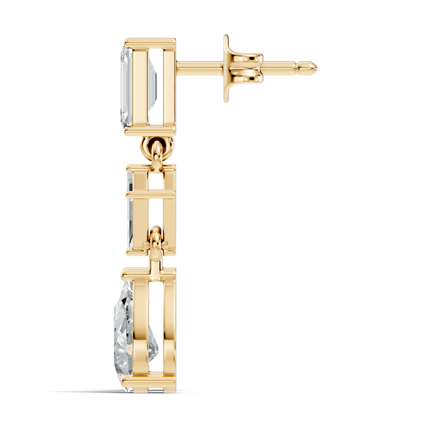 2.20 Ct Kite & Emerald Shape Lab Grown Diamond 14k Solid Gold Pear Drop Classic Studs Earrings